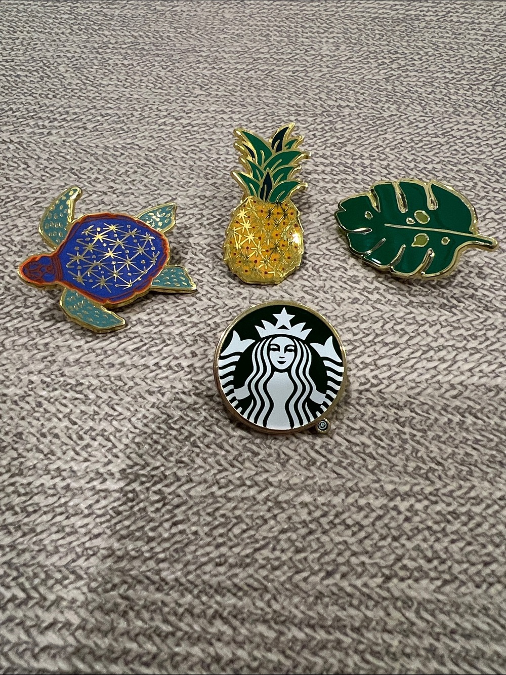 Starbucks Hawaii Pins Pineapple Turtle Leaf and Logo